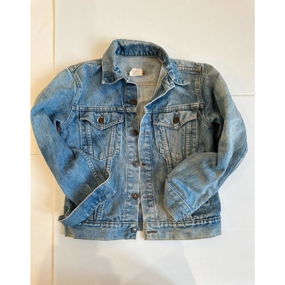 Levi's Strauss Vtg Light Acid Wash Y2K JacketYouth Girls Size 16 with Issues - Picture 2 of 11
